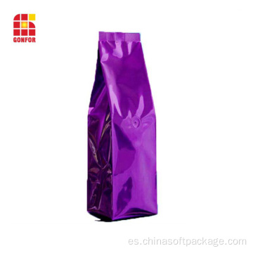 Bolsa de café de aluminio con válvula de aire.